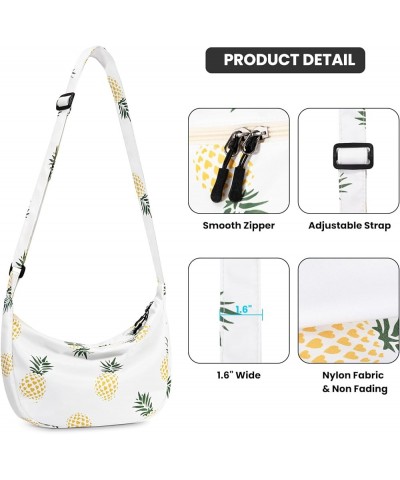 Small Sling Crossbody Bag for Women Men Trendy, Mini Crescent Bag with Adjustable Strap, 2 Zippers Lightweight Nylon Bag Pine...