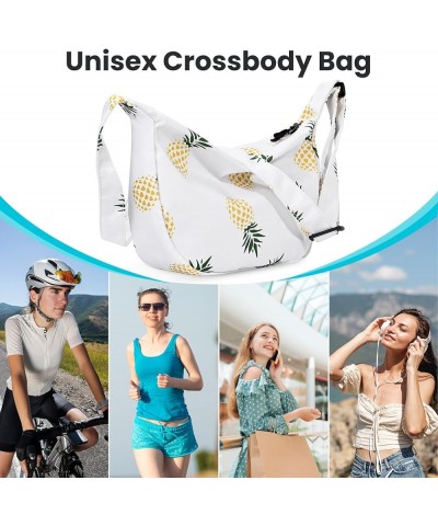 Small Sling Crossbody Bag for Women Men Trendy, Mini Crescent Bag with Adjustable Strap, 2 Zippers Lightweight Nylon Bag Pine...