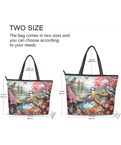 Women Tote Bags Spring Pink Flowers Floral Bird Top Handle Satchel Handbags Shoulder Bag for Shopping 20847757 Floral Bird Sp...