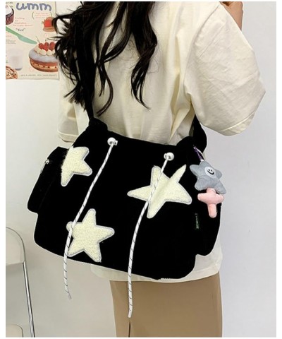 Hobo Bag for Women Corduroy Shoulder Bag Chic Stars Crossbody Bag Purse Large Messenger Bag Tote Bag with Pendant A Black $16...