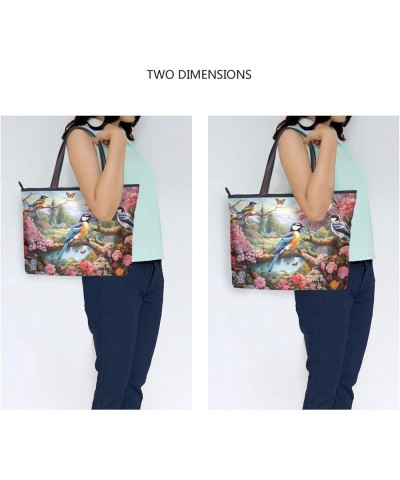 Women Tote Bags Spring Pink Flowers Floral Bird Top Handle Satchel Handbags Shoulder Bag for Shopping 20847757 Floral Bird Sp...