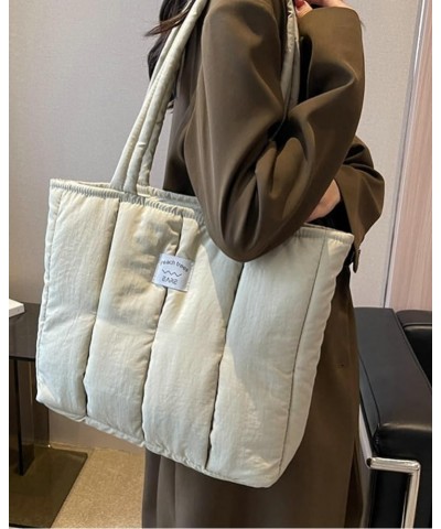 Quilted Hobo Bag Women's Padding Down Cotton Shoulder Bag Purse Handbag Armpit Totes Puffer Top Handle Bag B-green $14.40 Totes