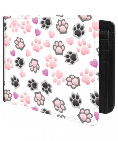 Unique Desige Pattern - Cat paws and hearts pattern, Slim Front Pocket Wallet Billfold RFID Blocking $8.96 Wallets