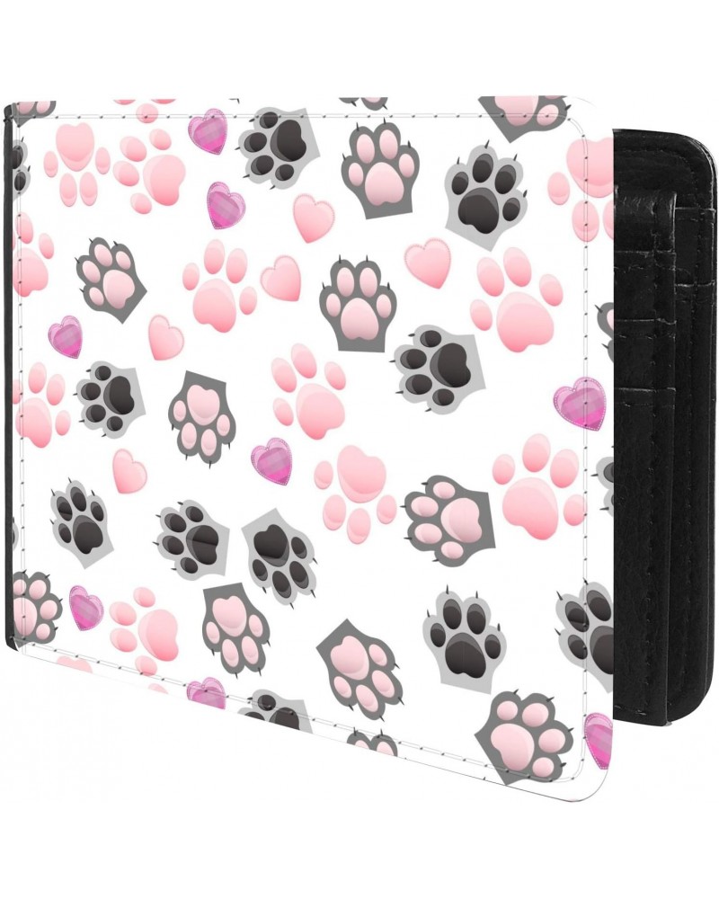 Unique Desige Pattern - Cat paws and hearts pattern, Slim Front Pocket Wallet Billfold RFID Blocking $8.96 Wallets