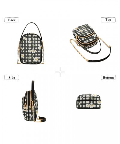 Daisy with Grid Women's Crossbody Handbags with Zipper, Casual Leather Cell Phone Purse Crossbody Bags for Ladies $15.59 Cros...