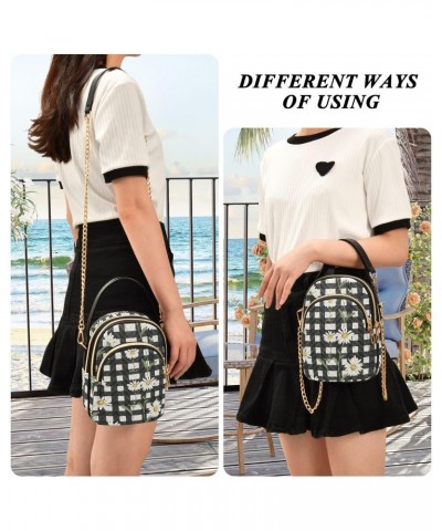 Daisy with Grid Women's Crossbody Handbags with Zipper, Casual Leather Cell Phone Purse Crossbody Bags for Ladies $15.59 Cros...