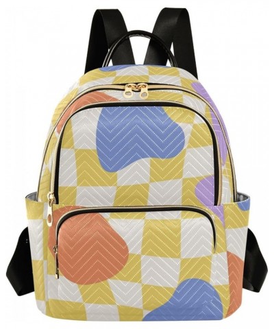 Color Spotted Yellow Plaid Fashion Travel Backpack for Women Multi Pockets Lightweight Purse for Women-S Multicolor Small $15...