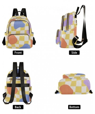 Color Spotted Yellow Plaid Fashion Travel Backpack for Women Multi Pockets Lightweight Purse for Women-S Multicolor Small $15...