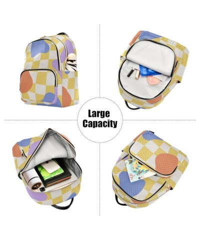 Color Spotted Yellow Plaid Fashion Travel Backpack for Women Multi Pockets Lightweight Purse for Women-S Multicolor Small $15...