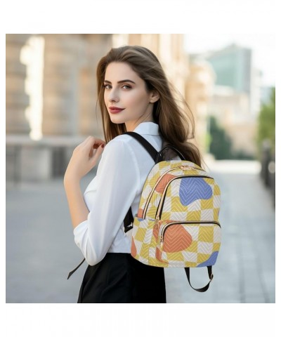 Color Spotted Yellow Plaid Fashion Travel Backpack for Women Multi Pockets Lightweight Purse for Women-S Multicolor Small $15...