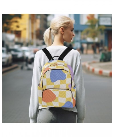 Color Spotted Yellow Plaid Fashion Travel Backpack for Women Multi Pockets Lightweight Purse for Women-S Multicolor Small $15...