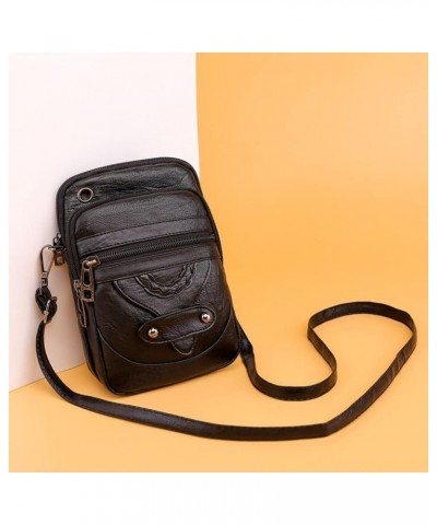 Retro Mini Crossbody Phone Bag for Women Small Single Shoulder Bag Women Mini Messenger Purse Handbag Satchel Bag Black-3 $10...