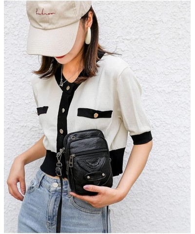 Retro Mini Crossbody Phone Bag for Women Small Single Shoulder Bag Women Mini Messenger Purse Handbag Satchel Bag Black-3 $10...