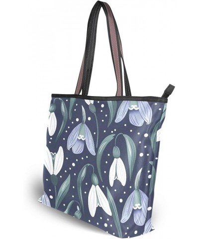 Snowdrops Flowers Shoulder Bags Large Handle Ladies Handbag Multicoloured $11.61 Shoulder Bags