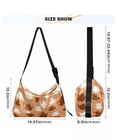 Crossbody Bag for Women Men Trendy Teacups and The Teapots Leather Casual Hobo Shoulder Bags Purses with Adjustable Strap Fas...