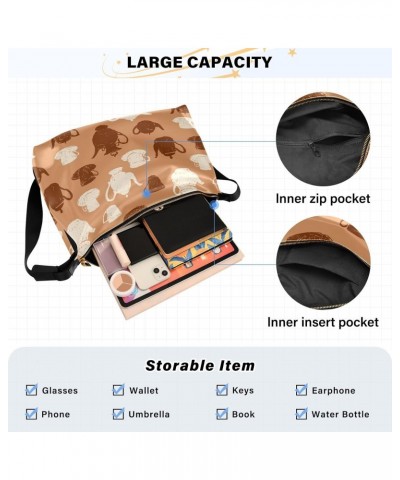 Crossbody Bag for Women Men Trendy Teacups and The Teapots Leather Casual Hobo Shoulder Bags Purses with Adjustable Strap Fas...