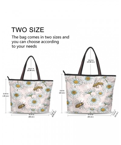 Funny Daisy Bee Blossom Women Tote Bag Handbag Large Capacity Shoulder Bags $10.79 Shoulder Bags