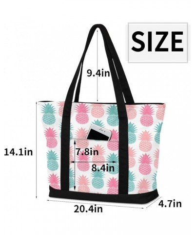 Tote Bag for Women Canvas Shoulder Bag Large Casual Handbag Lightweight Tote Bag with Zipper for Work Travel Shopping Colorfu...