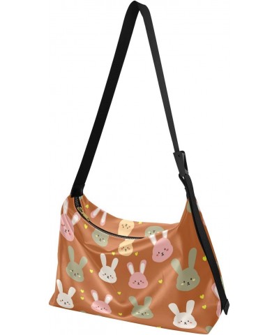 Colorful Cute Bunny Adults Shoulder Bag Crossbody Leather Womens Large Tote Bag Zipper Bag $16.50 Totes