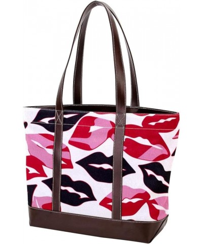 Tote Bags, Large Tote Bag, Women's Tote Handbags, Lips Print Pink, Tote Bag for Work Design 12382 $27.35 Totes