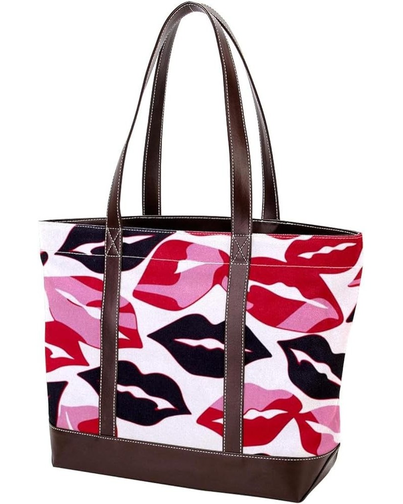 Tote Bags, Large Tote Bag, Women's Tote Handbags, Lips Print Pink, Tote Bag for Work Design 12382 $27.35 Totes