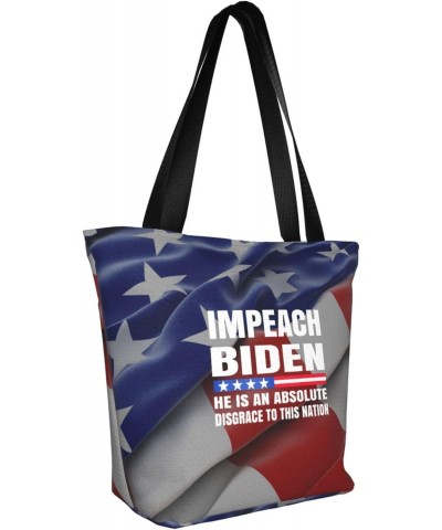 Impeach Biden He is an Absolute Disgrace to This Nation Women'S Casual One Shoulder Carry Shopping Bag Large Capacity Working...