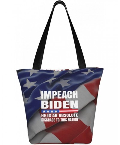 Impeach Biden He is an Absolute Disgrace to This Nation Women'S Casual One Shoulder Carry Shopping Bag Large Capacity Working...