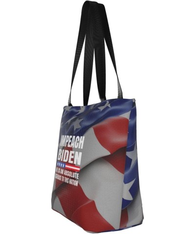 Impeach Biden He is an Absolute Disgrace to This Nation Women'S Casual One Shoulder Carry Shopping Bag Large Capacity Working...