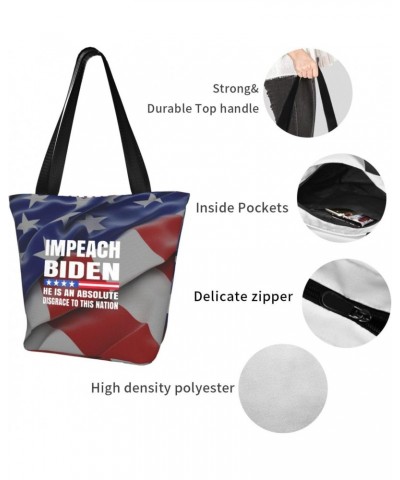 Impeach Biden He is an Absolute Disgrace to This Nation Women'S Casual One Shoulder Carry Shopping Bag Large Capacity Working...