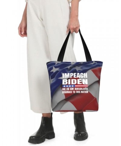 Impeach Biden He is an Absolute Disgrace to This Nation Women'S Casual One Shoulder Carry Shopping Bag Large Capacity Working...