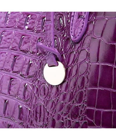 Leather Crocodile-Embossed Pattern With Women Handbags Large Tote Shoulder Bag Top Handle Satchel Hobo D-purple $38.84 Hobo Bags