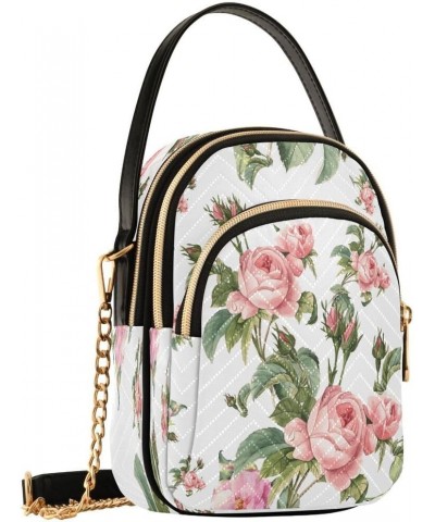 Beautiful Blossom Rose Crossbody Bag Small Shoulder Handbags Leather Purse for Women $10.92 Crossbody Bags