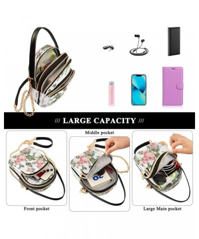 Beautiful Blossom Rose Crossbody Bag Small Shoulder Handbags Leather Purse for Women $10.92 Crossbody Bags