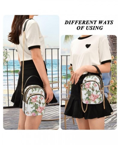 Beautiful Blossom Rose Crossbody Bag Small Shoulder Handbags Leather Purse for Women $10.92 Crossbody Bags