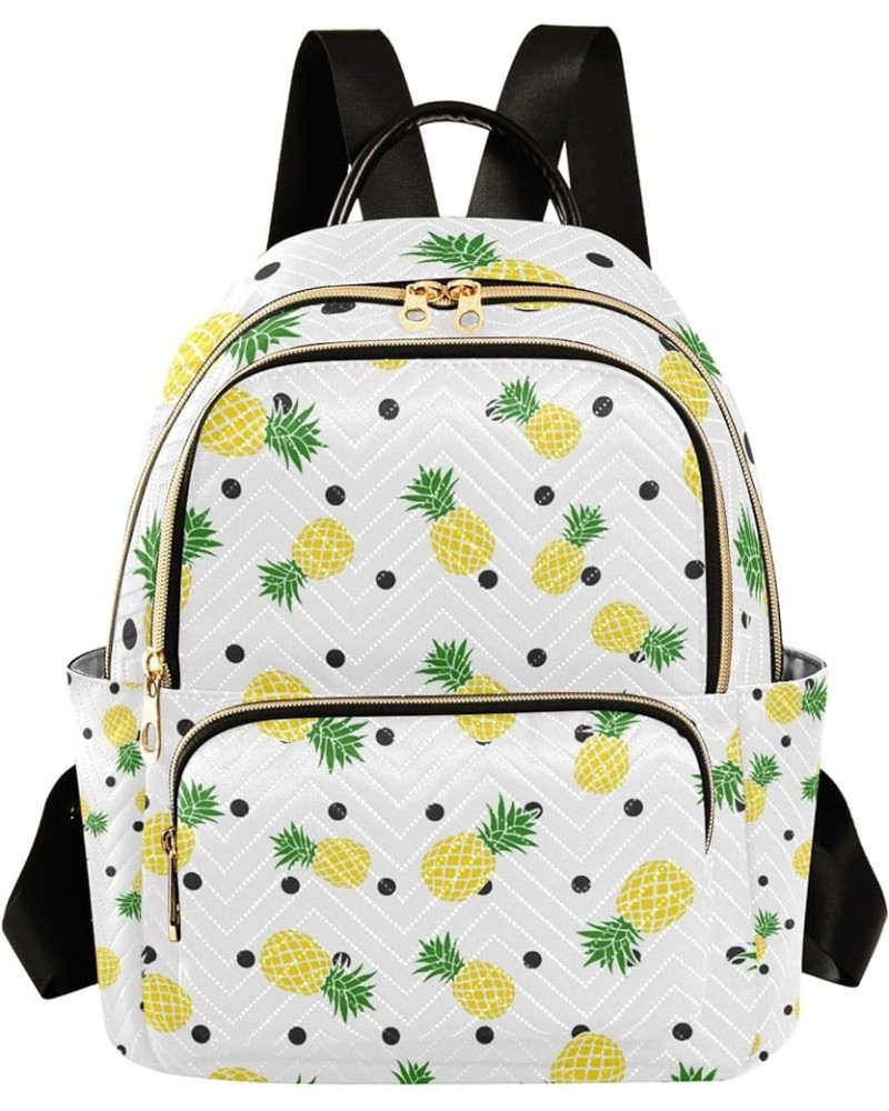 Pineapples Polka Dots Backpack for Women Shoulder Bag Lightweight Mini Backpack Casual Daypack Back Pack Mini(10.23'' x 5.11'...