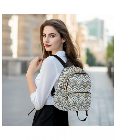 Indian Chevron Mini Backpack Purse for Women, Ethnic Colorful Travel Backpack Fashion Backpack Handbag Shoulder Bag Small Cas...