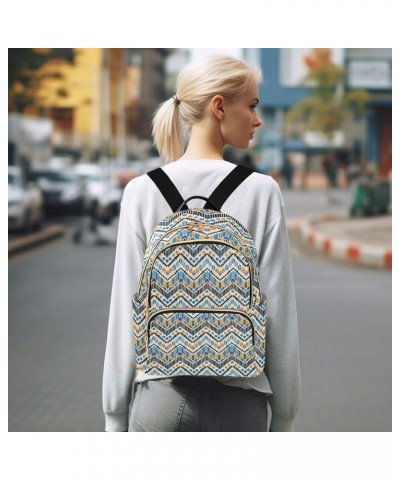 Indian Chevron Mini Backpack Purse for Women, Ethnic Colorful Travel Backpack Fashion Backpack Handbag Shoulder Bag Small Cas...