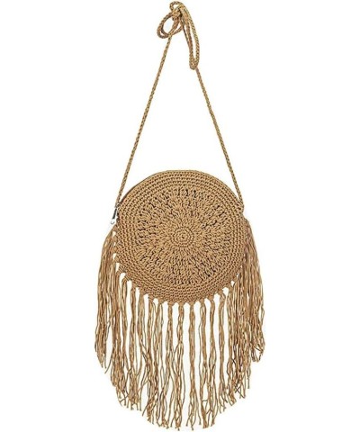 Van Caro Handwoven Cotton Straw Shoulder Bag Crochet Tassel Beach Bohemian Purse for Women 3878 Khaki $14.80 Shoulder Bags