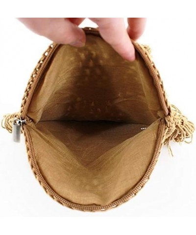 Van Caro Handwoven Cotton Straw Shoulder Bag Crochet Tassel Beach Bohemian Purse for Women 3878 Khaki $14.80 Shoulder Bags