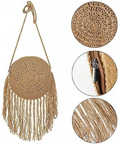 Van Caro Handwoven Cotton Straw Shoulder Bag Crochet Tassel Beach Bohemian Purse for Women 3878 Khaki $14.80 Shoulder Bags