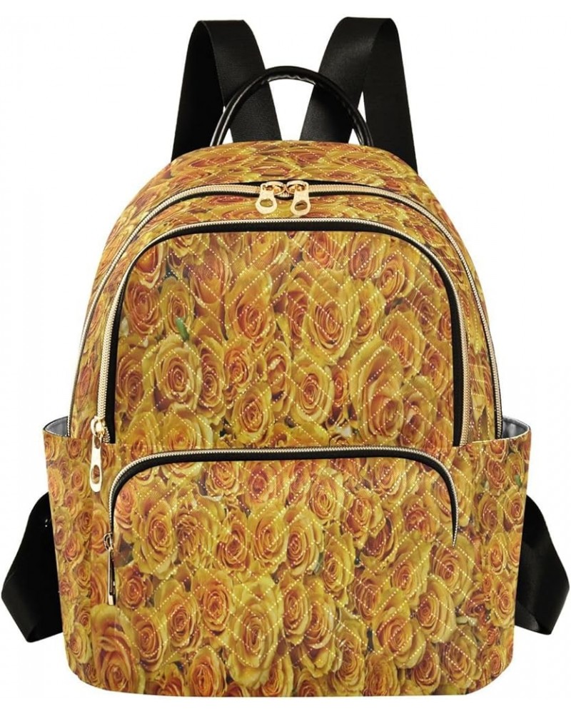 Fashion Backpack Mini Backpack Purse Casual Daily Backpack Yellow Rose for Travel for College Work Medium $18.35 Backpacks