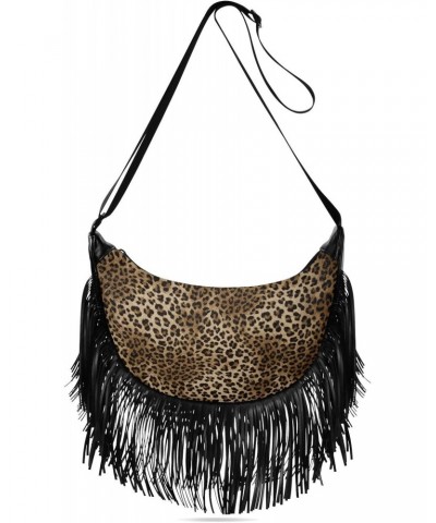 Tassel Crossbody Bag Leopard Furry Print Women Fringe Boho Handbag Hippie Purse Vintage Bohemian Shoulder Bag '70s Daily Bag ...