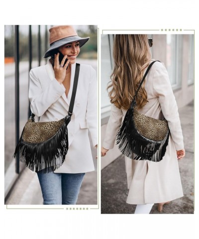 Tassel Crossbody Bag Leopard Furry Print Women Fringe Boho Handbag Hippie Purse Vintage Bohemian Shoulder Bag '70s Daily Bag ...