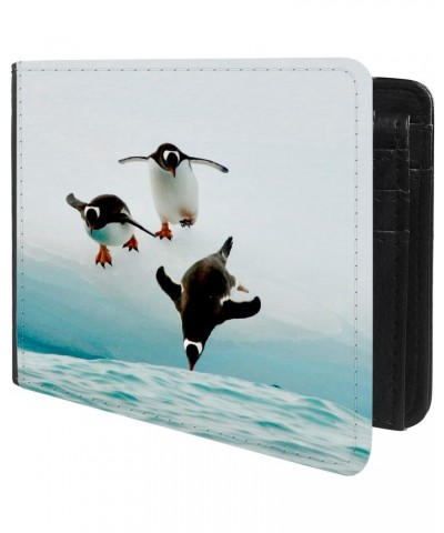 Unique Desige Pattern - Swimming Penguin, Slim Front Pocket Wallet Billfold RFID Blocking $10.63 Wallets