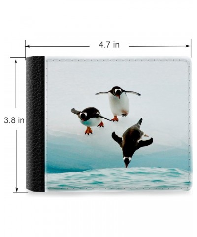 Unique Desige Pattern - Swimming Penguin, Slim Front Pocket Wallet Billfold RFID Blocking $10.63 Wallets