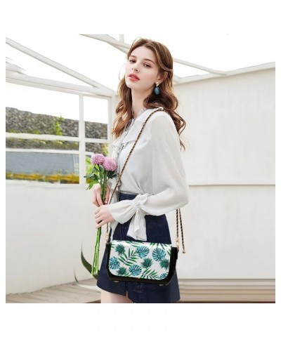 Artistic Foliages Stylish Leather Clamshell Crossbody Handbag with Detachable Adjustable shoulder strap $17.20 Crossbody Bags