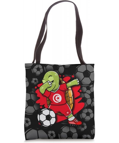 Dabbing Turtle Tunisia Soccer Fans Jersey Tunisian Football Tote Bag $13.69 Totes