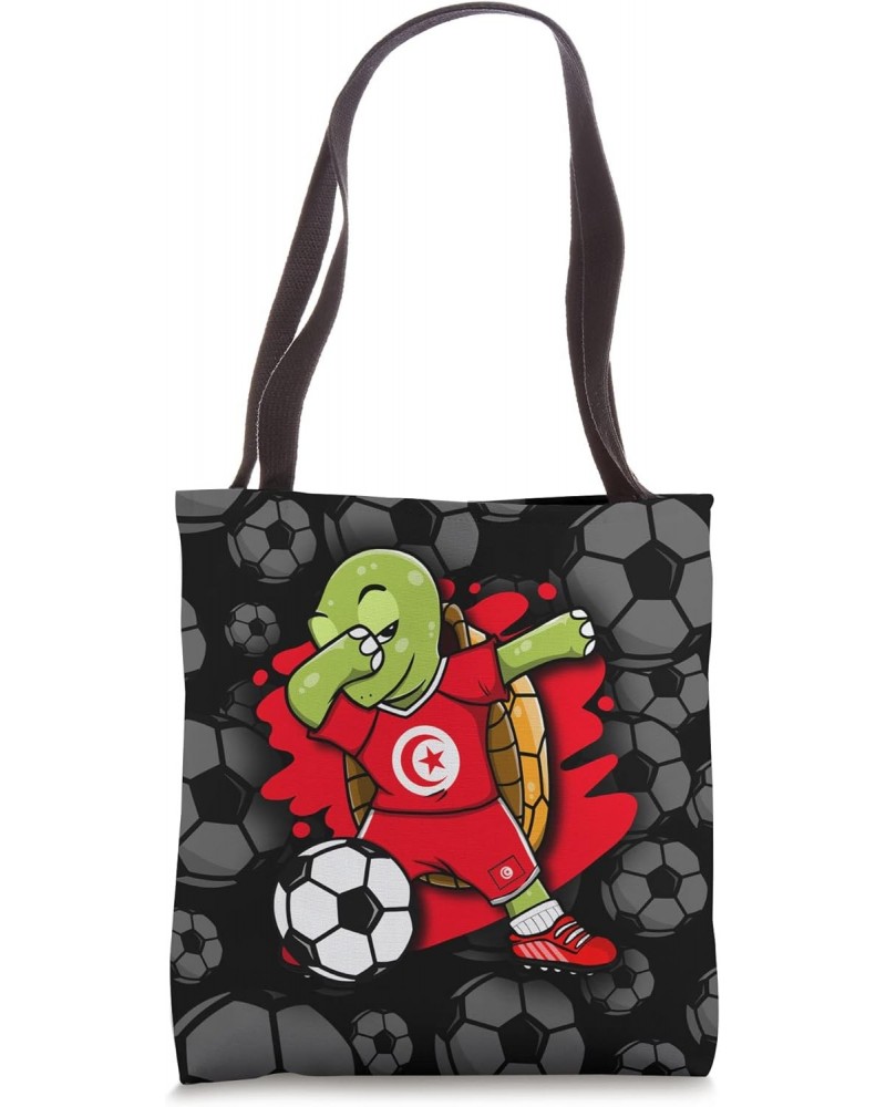 Dabbing Turtle Tunisia Soccer Fans Jersey Tunisian Football Tote Bag $13.69 Totes