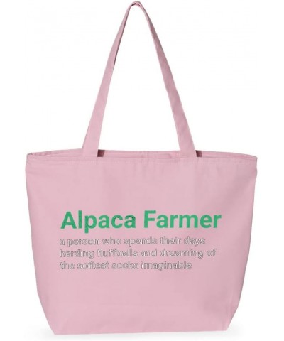 Alpaca Farmer Zippered Tote Bag - Gifts for Alpaca Lovers - Cool Gifts Light Pink $20.58 Totes