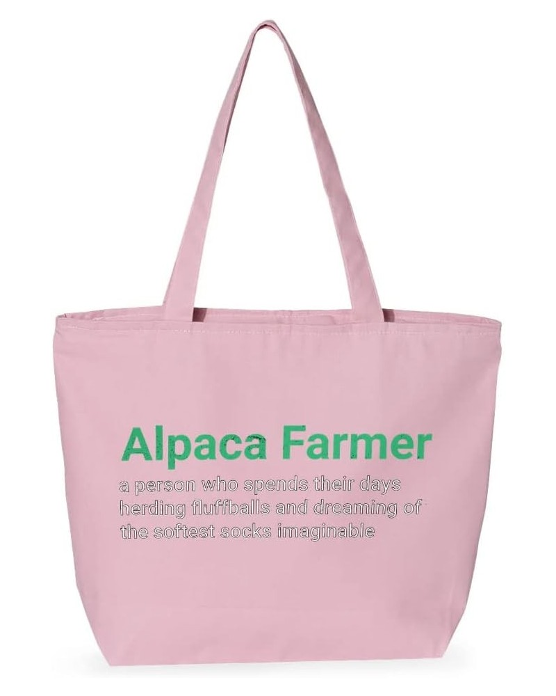 Alpaca Farmer Zippered Tote Bag - Gifts for Alpaca Lovers - Cool Gifts Light Pink $20.58 Totes